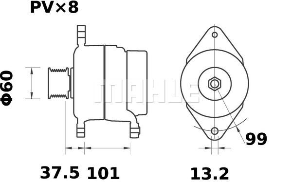 MG 610 Z1660 14V 200A LETRİKA MAHLE ISKRA MG610 72735609 11204403500   3838922071511   216 1031 0 216 1031 0