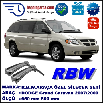 DODGE Grand Caravan [RT] 09.07-11.09 650 / 500 mm. RBW Muz Silecek Seti  2'li Takım. U Kanca Uyumludur.