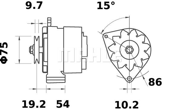 MG 172 Z1660 14V 50A LETRİKA MAHLE ISKRA MG172 72735171 11204540500   3838922071795   612H0570 612H0570