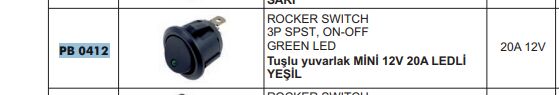 YUVARLAK YEŞİL LEDLİ KÜÇÜK ANAHTAR