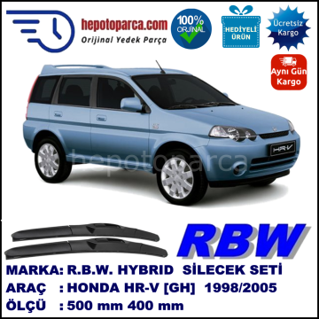 HONDA HR-V [GH] 12.98-12.05 500 / 400 mm. RBW Hybrid Silecek Seti. U Kanca Uyumlu Hibrit
