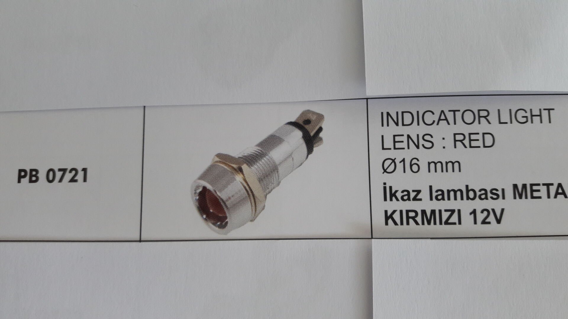İKAZ LAMBASI METAL BÜYÜK LEDLİ KIRMIZI 12V