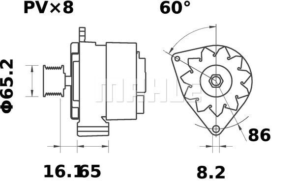 MG 180 Z1660 14V 100A LETRİKA MAHLE ISKRA MG180 72735179 11204580500   3838922071863 1157.422