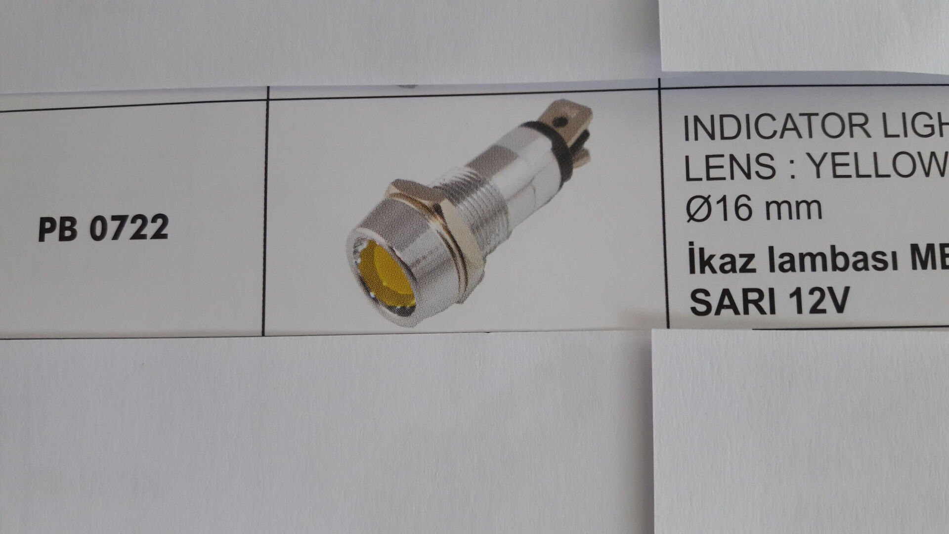 İKAZ LAMBASI METAL BÜYÜK LEDLİ SARI 12V