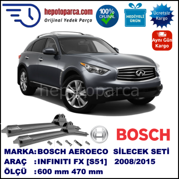 INFINITI FX [S51] 07.2008-..., 600 / 470 mm. BOSCH AEROECO Aparatlı Muz Silecek