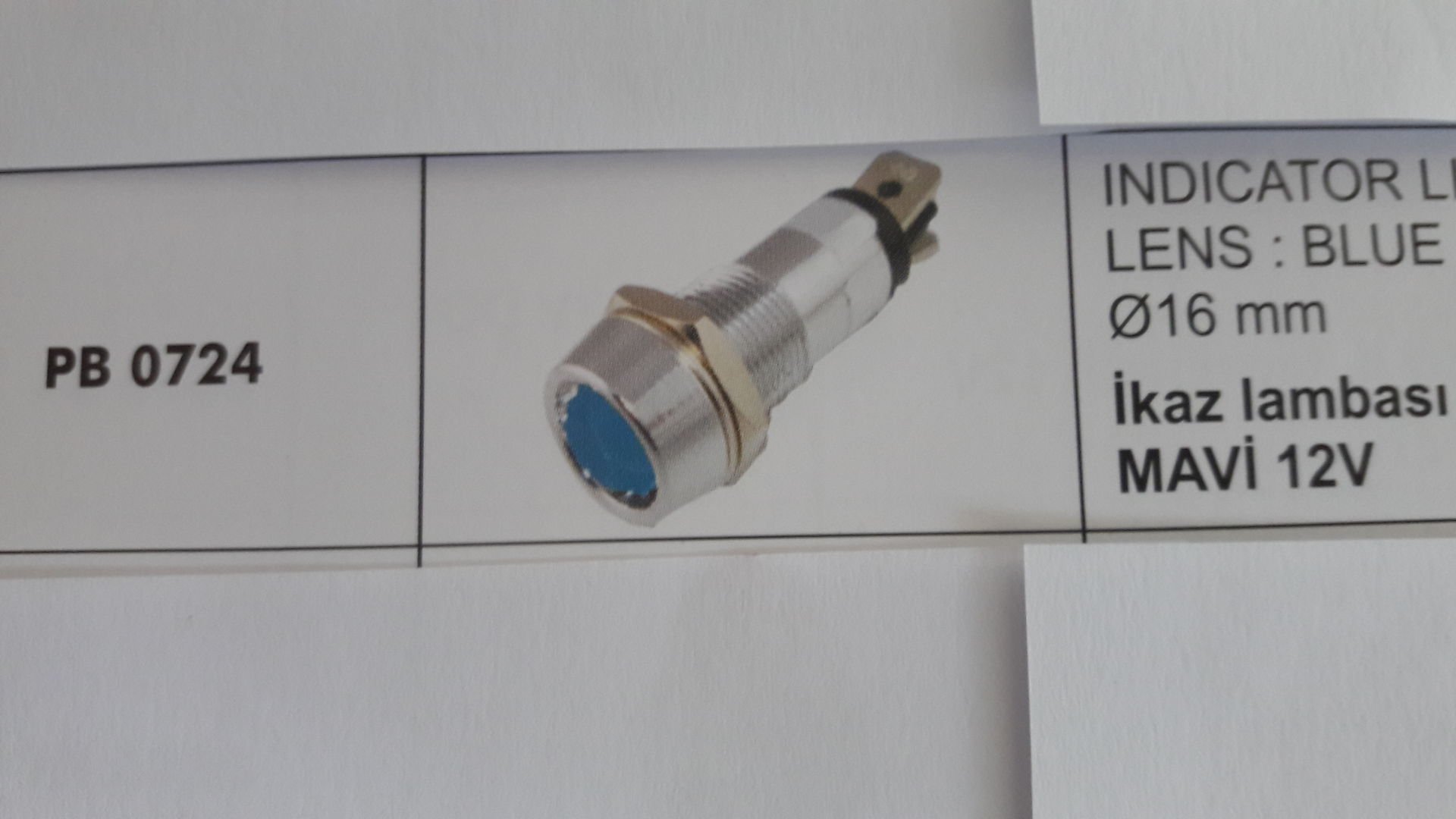 ENG PB 0724 ENG İKAZ LAMBASI METAL BÜYÜK LEDLİ MAVİ 12V