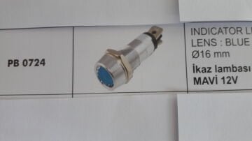 İKAZ LAMBASI METAL BÜYÜK LEDLİ MAVİ 12V