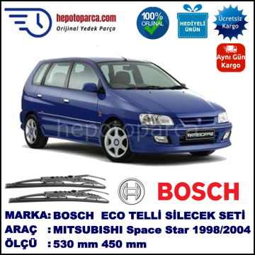 MITSUBISHI Space Star [DG] 06.98-12.04 530 / 450 mm. BOSCH ECO Telli Silecek 2'li Takım