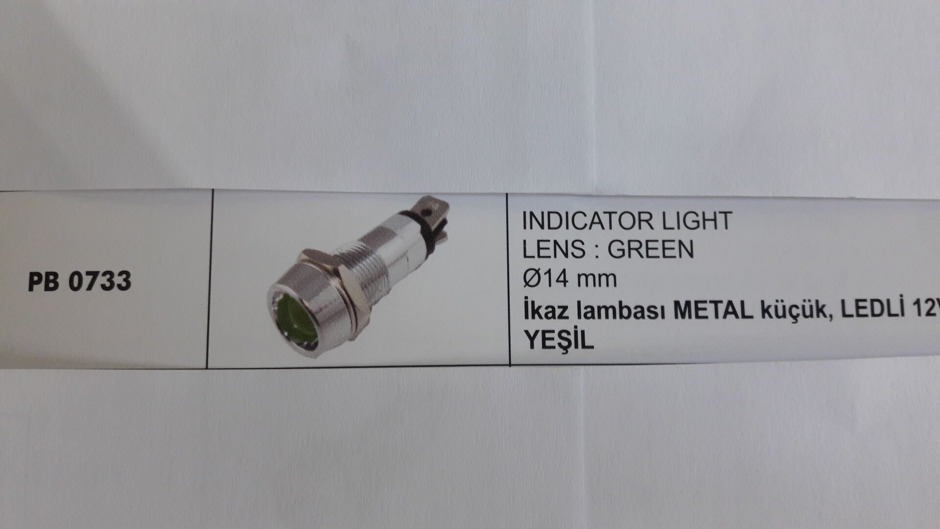 ENG PB 0733 ENG İKAZ LAMBASI METAL KÜÇÜK LEDLİ YEŞİL 12V