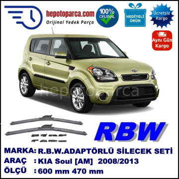 KIA Soul [AM] 09.2008-..., 600 / 470 mm.  RBW  ADAPTÖRLÜ MUZ SİLECEK SETİ