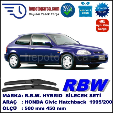 HONDA Civic Hatchback [EJ/EK] 10.95-02.01 500 / 450 mm. RBW Hybrid Silecek Seti. U Kanca Uyumlu Hibrit