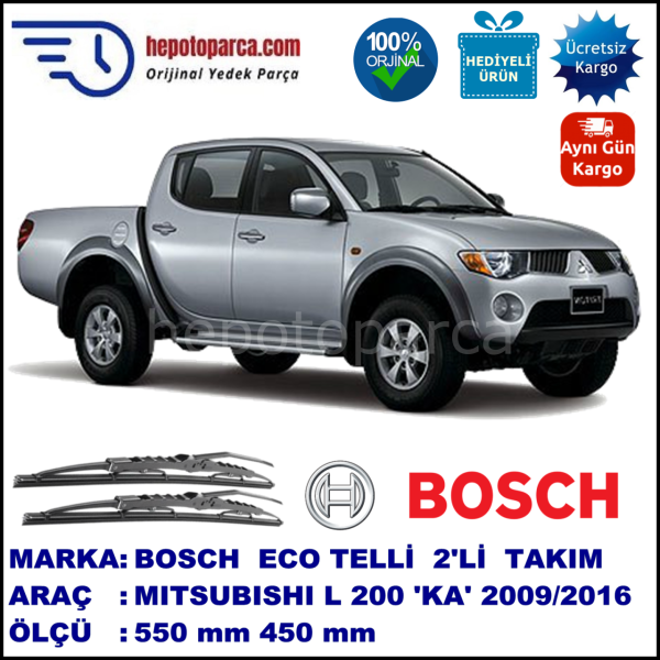 MITSUBISHI L 200 [KA, KB] 11.09-... 550 / 450 mm. BOSCH ECO Telli Silecek 2'li Takım