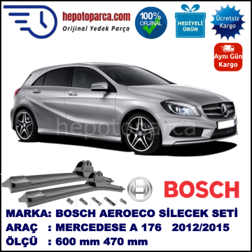 MERCEDES-BENZ Serie A [176] 06.2012-..., 600 / 470 mm. BOSCH AEROECO Aparatlı Muz Silecek