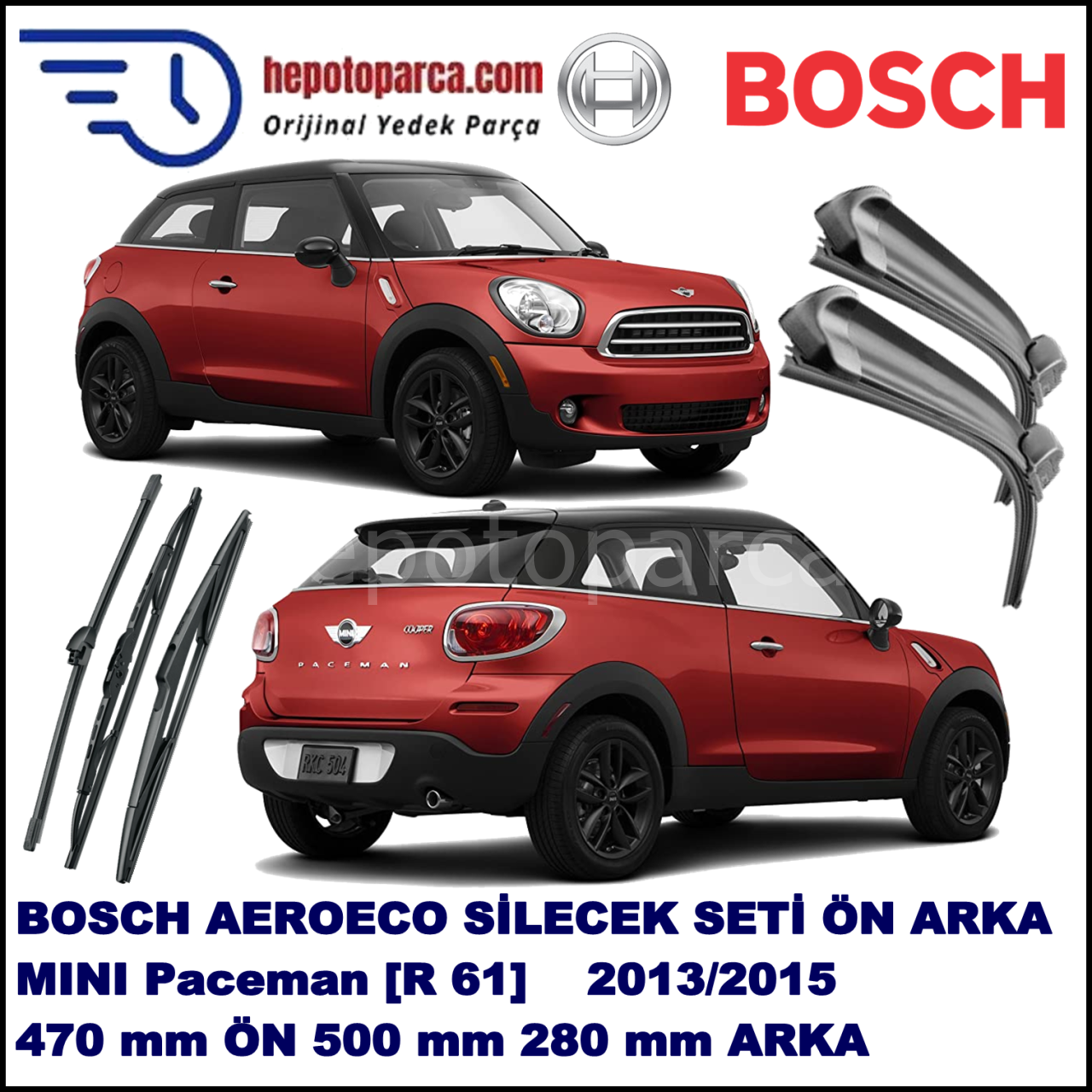 MINI (BMW) Mini Paceman [R 61] 03,2013-,,, Bosch Aeroeco Ön ve Arka Silecek Takımı