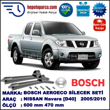 NISSAN Navara [D40] 05.2005-..., 600 / 470 mm. BOSCH AEROECO Aparatlı Muz Silecek