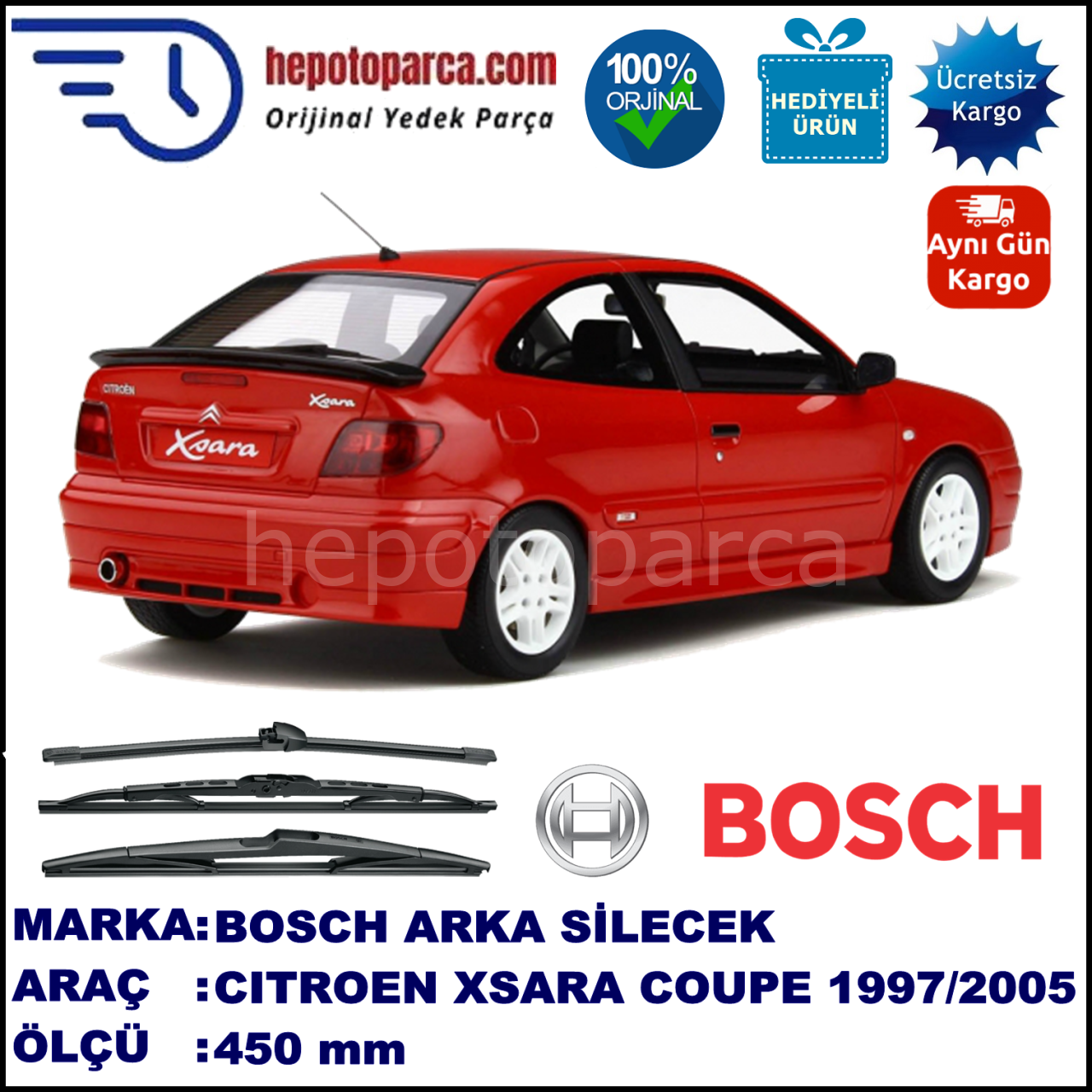 CITROEN Xsara Coupé [N6, N7] 450 mm 07.1997-12.2005 BOSCH Arka Silecek