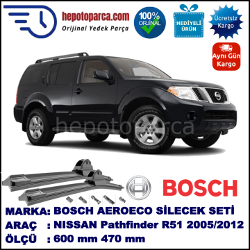 NISSAN Pathfinder [R51] 01.2005-..., 600 / 470 mm. BOSCH AEROECO Aparatlı Muz Silecek