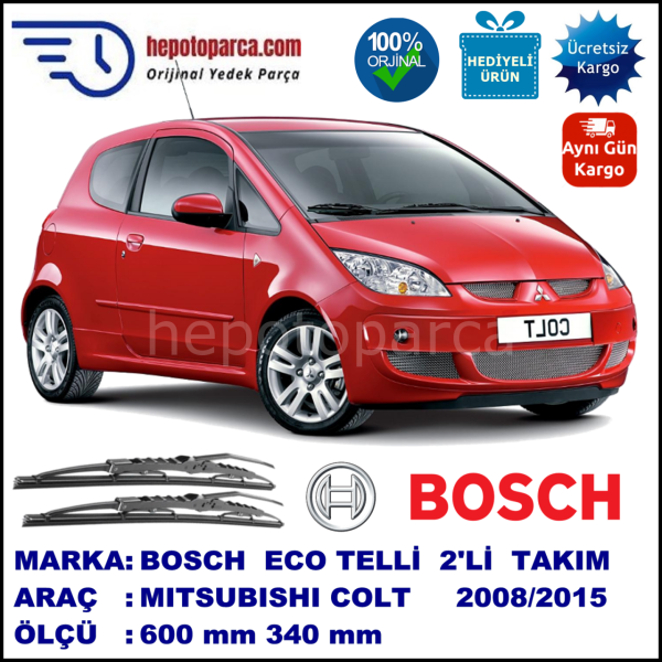 MITSUBISHI Colt [CZ] 10.08-... 600 / 340 mm. BOSCH ECO Telli Silecek 2'li Takım
