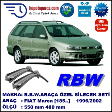 FIAT Marea [185..] 10.96-09.02 550 / 480 mm. RBW Muz Silecek Seti  2'li Takım. U Kanca Uyumludur.