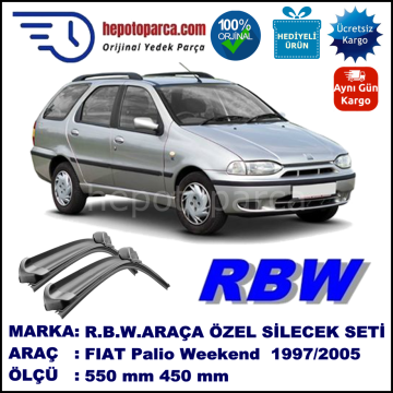 FIAT Palio Weekend [178..] 09.97-... 550 / 450 mm. RBW Muz Silecek Seti  2'li Takım. U Kanca Uyumludur.