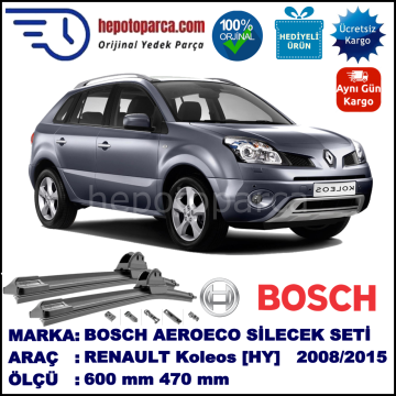 RENAULT Koleos [HY.] 09.2008-..., 600 / 470 mm. BOSCH AEROECO Aparatlı Muz Silecek