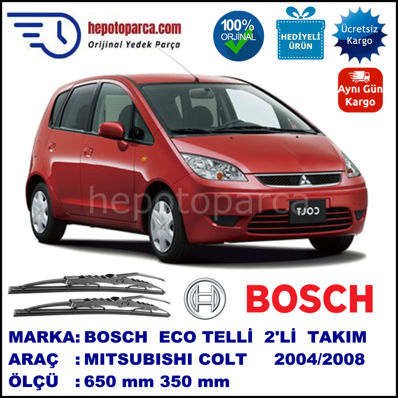MITSUBISHI Colt [CZ] 04.04-... 650 /  mm. BOSCH ECO Telli Silecek 1 Adet