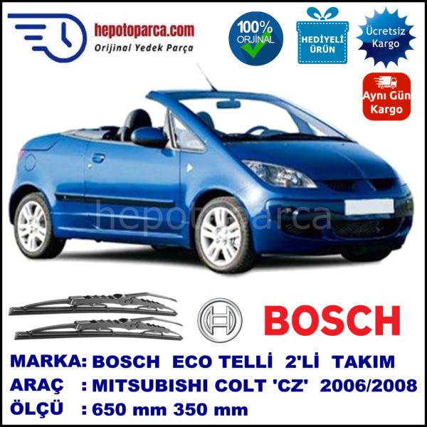 MITSUBISHI Colt Cabrio [CZ] 03.06-07.08 650 /  mm. BOSCH ECO Telli Silecek 1 Adet