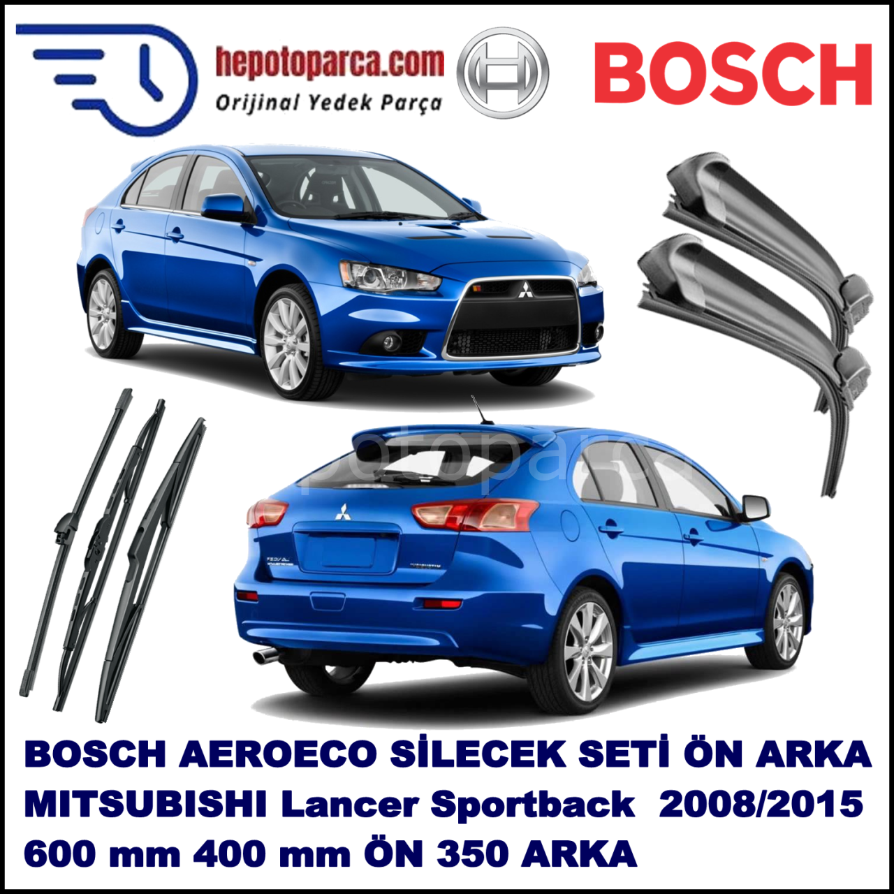 MITSUBISHI Lancer Sportback [CX] 07,2008-,,, Bosch Aeroeco Ön ve Arka Silecek Takımı