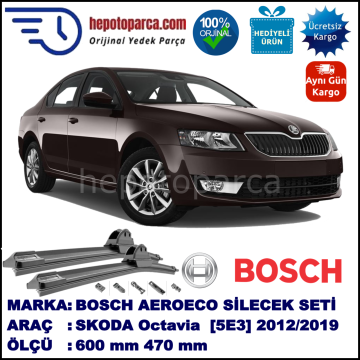 SKODA Octavia [5E3] 11.2012-..., 600 / 470 mm. BOSCH AEROECO Aparatlı Muz Silecek
