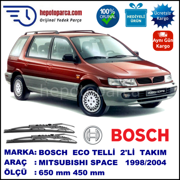 MITSUBISHI Space Wagon [N] 07.98-01.04 650 / 450 mm. BOSCH ECO Telli Silecek 2'li Takım