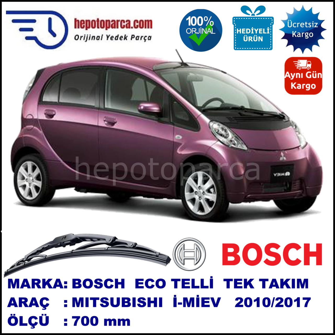 MITSUBISHI i-Miev  10.10-... 700 /  mm. BOSCH ECO Telli Silecek 1 Adet