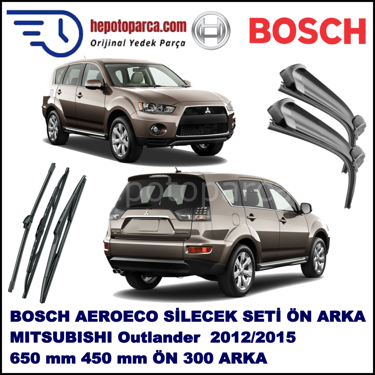 MITSUBISHI Outlander [GF] 04,2012-,,, Bosch Aeroeco Ön ve Arka Silecek Takımı