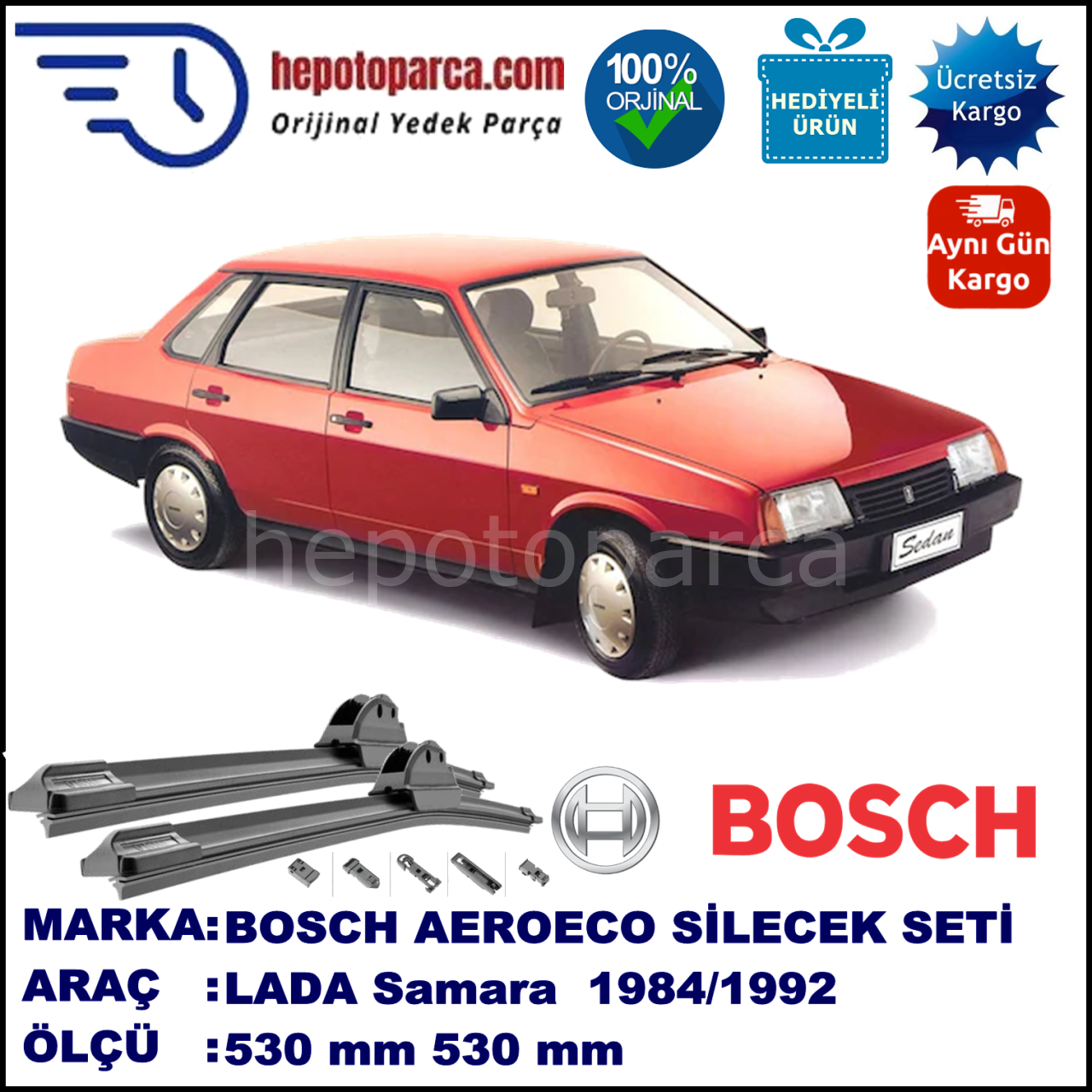 LADA Samara  01.1984-..., 500 / 500 mm. BOSCH AEROECO Aparatlı Muz Silecek