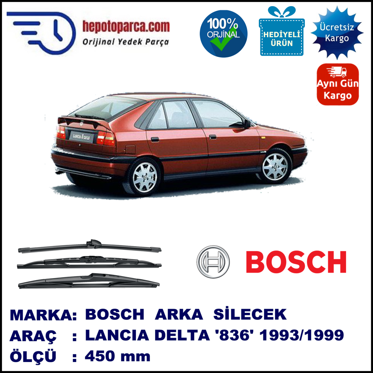 LANCIA Delta [836] 450 mm 01.1993-12.1999 BOSCH Arka Silecek