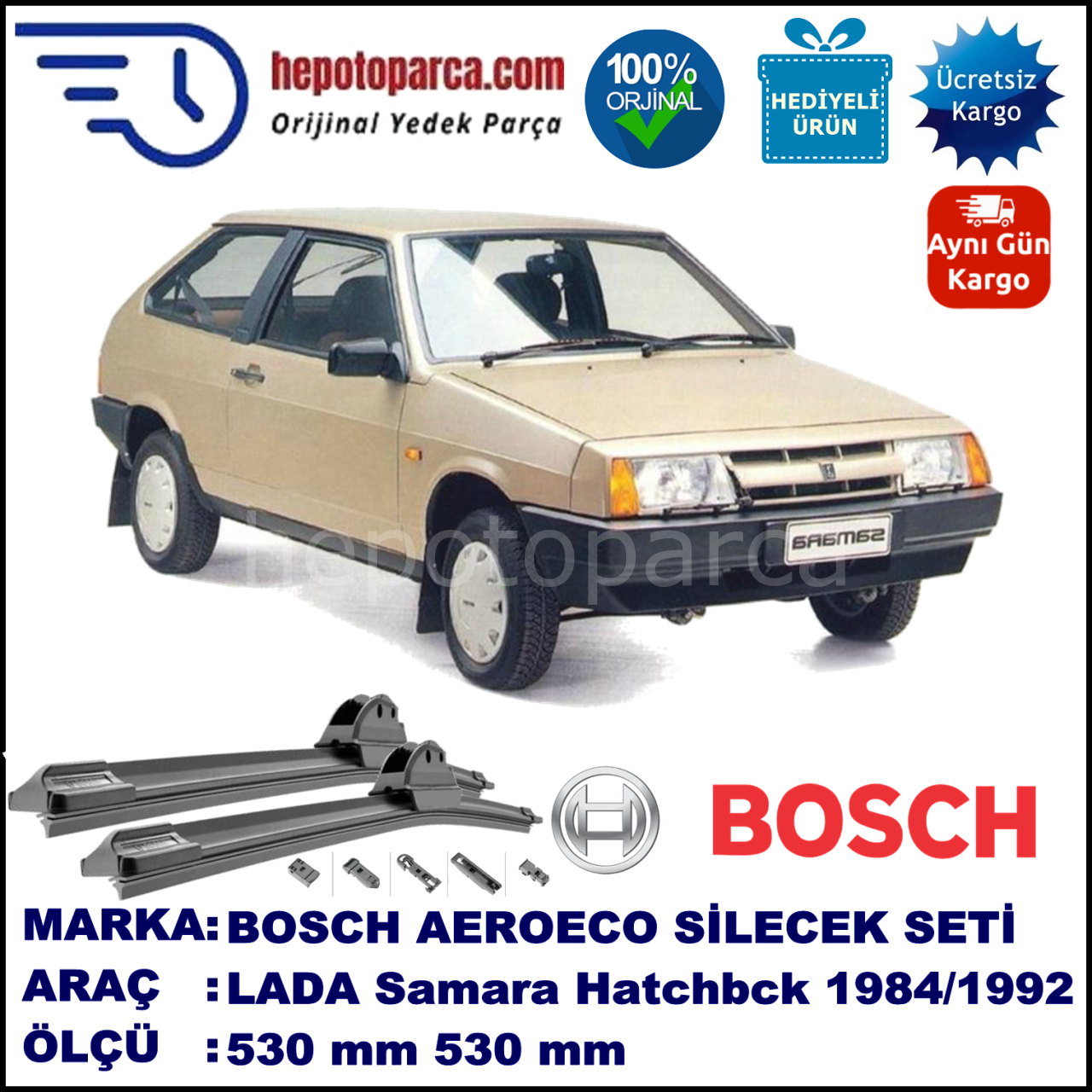 LADA Samara Hatchback  01.1984-..., 500 / 500 mm. BOSCH AEROECO Aparatlı Muz Silecek