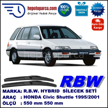 HONDA Shuttle  01.95-05.01 550 / 550 mm. RBW Hybrid Silecek Seti. U Kanca Uyumlu Hibrit