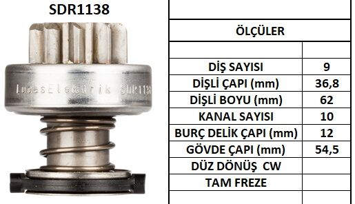 SDR1138 MARŞ DİŞLİSİ 9 DİŞ LAND ROVER DEFENDER 2116 861 136743 9002336226 10108610 53682