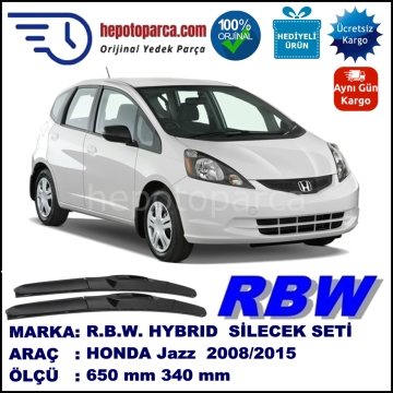 HONDA Jazz [GE/GG/GP] 10.08-... 650 / 340 mm. RBW Hybrid Silecek Seti. U Kanca Uyumlu Hibrit