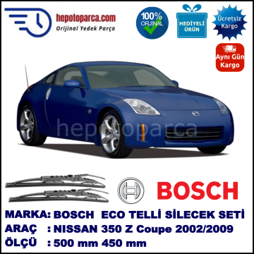 NISSAN 350 Z Coupé [Z33] 09.02-04.09 500 / 450 mm. BOSCH ECO Telli Silecek 2'li Takım