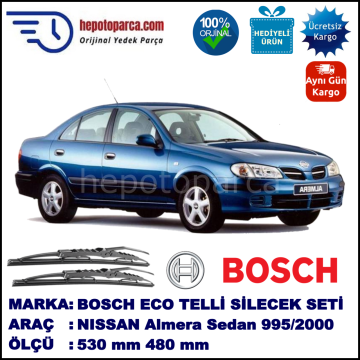 NISSAN Almera Sedan [N15] 07.95-04.00 530 / 480 mm. BOSCH ECO Telli Silecek 2'li Takım