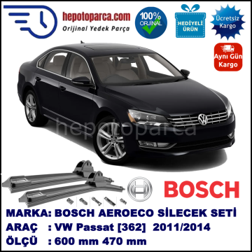 VW Passat [362] 08.2011-..., 600 / 470 mm. BOSCH AEROECO Aparatlı Muz Silecek