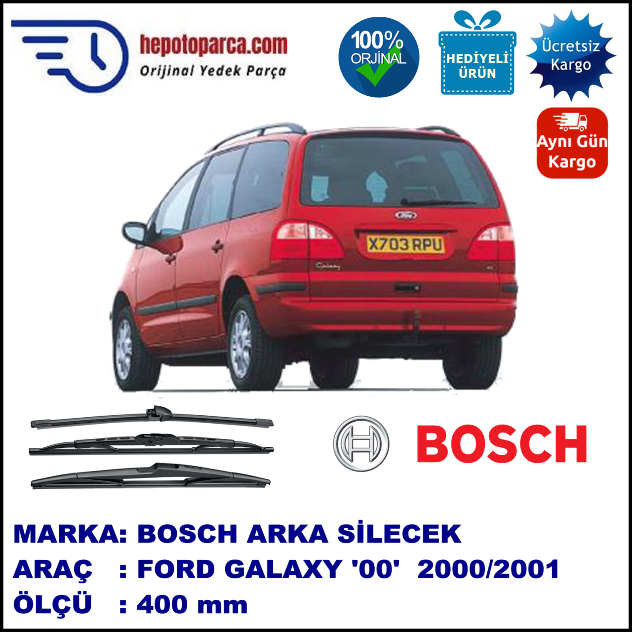 FORD Galaxy [00] 400 mm 04.2000-04.2001 BOSCH Arka Silecek