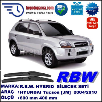 HYUNDAI Tucson [JM] 08.04-03.10 600 / 400 mm. RBW Hybrid Silecek Seti. U Kanca Uyumlu Hibrit