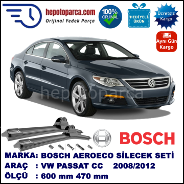 VW Passat CC [357] 05.2008-05.2012, 600 / 470 mm. BOSCH AEROECO Aparatlı Muz Silecek