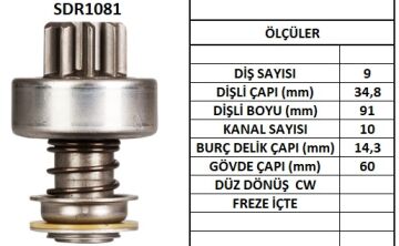 SDR1081 MARŞ DİŞLİSİ.BOSCH TİP 9 DİŞ 302 MERCED.EM 301 131267 2006209341 10103010 52873