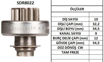 SDR8022 MARŞ DİŞLİSİ.VALEO TİP STAREX HYUNDAİ RENAULT MASTER 1607 3616042300 1011607 594410 72947