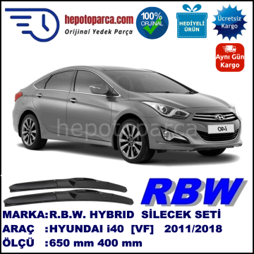HYUNDAI i40  [VF] 04.11-... 650 / 400 mm. RBW Hybrid Silecek Seti. U Kanca Uyumlu Hibrit
