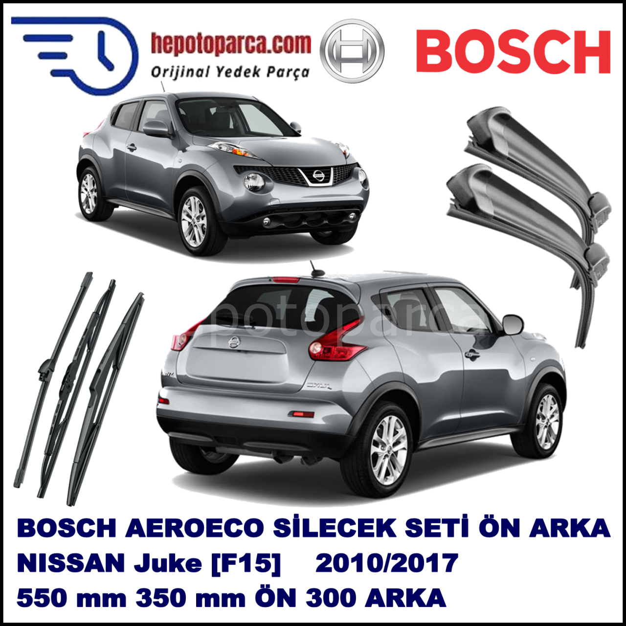 NISSAN Juke [F15] 07,2010-,,, Bosch Aeroeco Ön ve Arka Silecek Takımı