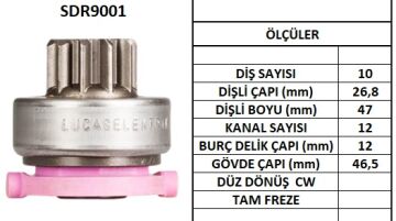 SDR9001 MARŞ DİŞLİSİ. FORD CONNET MOTOGRAFT 10DİŞ 2115 53R211350A F3RZ11350A F5RU11350RA SD353 XS6411350AA 1208 138209 10108241 74224