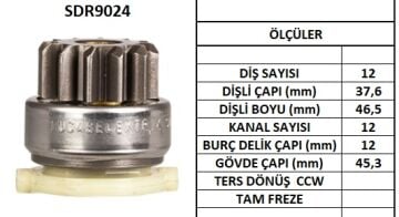SDR9024 MARŞ DİŞLİSİ FORD TRANSİT 12 DİŞ MOTOGRAFT YC1U11000AB 1539 10115390 74780